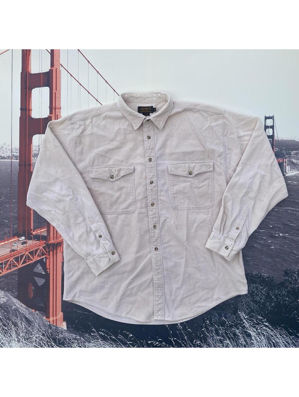 Eddie Bauer Corduroy Shirt Men’s Sz XL Long Sleeve Button Down Pockets Outdoor